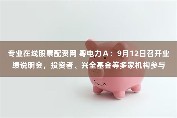 专业在线股票配资网 粤电力Ａ：9月12日召开业绩说明会，投资者、兴全基金等多家机构参与